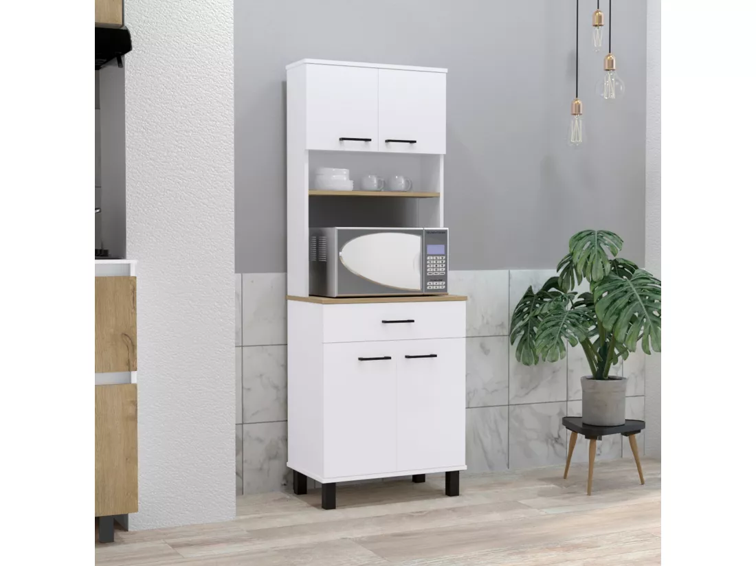 Buffet Cuisine Sideboard Z 60 avec Tiroir , 160 cm X 58 cm X 35 cm , White / Macadamia