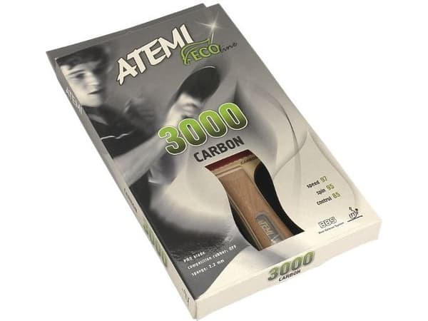 Atemi PRO Carbon 3000 Overlegen kontroll og kraft bordtennisracket - ITFF-godkjent - Racket laget av ufarget eksotisk tre - ideell for bordtennis for