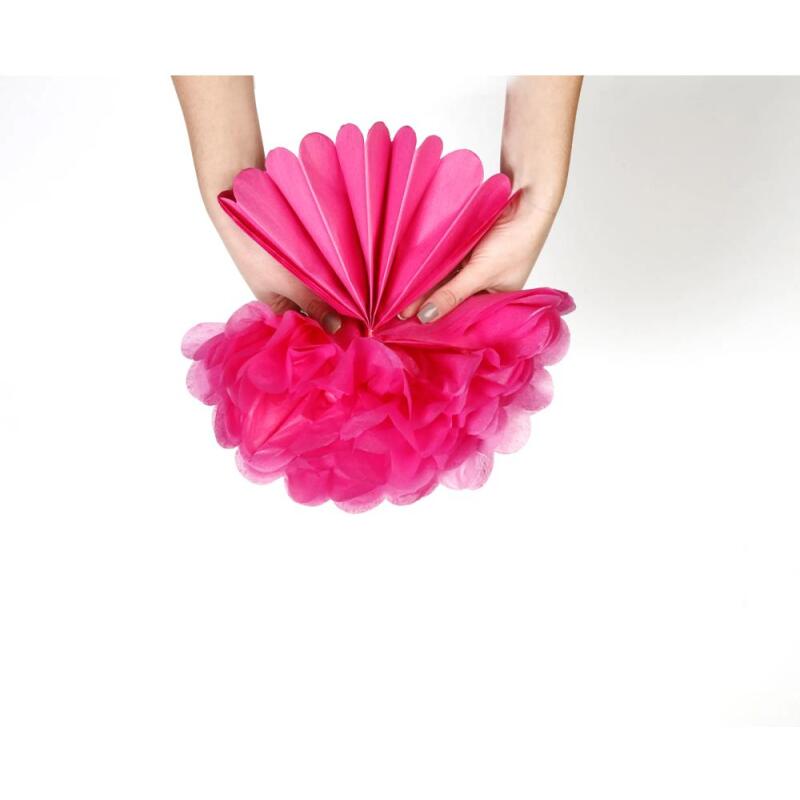 PAPIER DE SOIE, Set de 3 pompons à suspendre Ø30x1 et Ø40x2 - Cyclamen