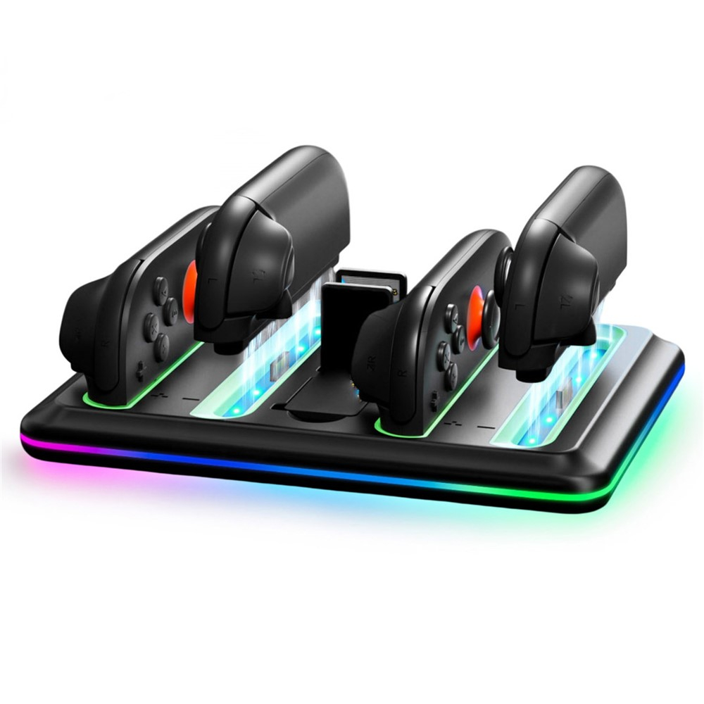 (4-fach) Ladestation Charging Dock mit LED-Anzeige und Spielekartenhalterung für Nintendo Switch 2 Joy-Cons - Schwarz