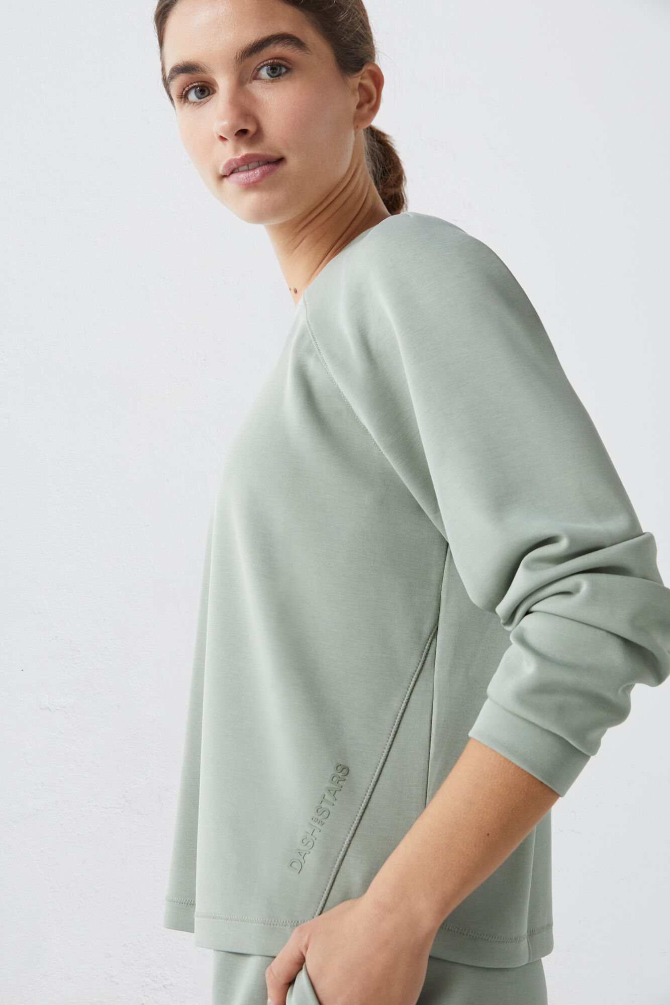 Sudadera felpa soft verde - beige