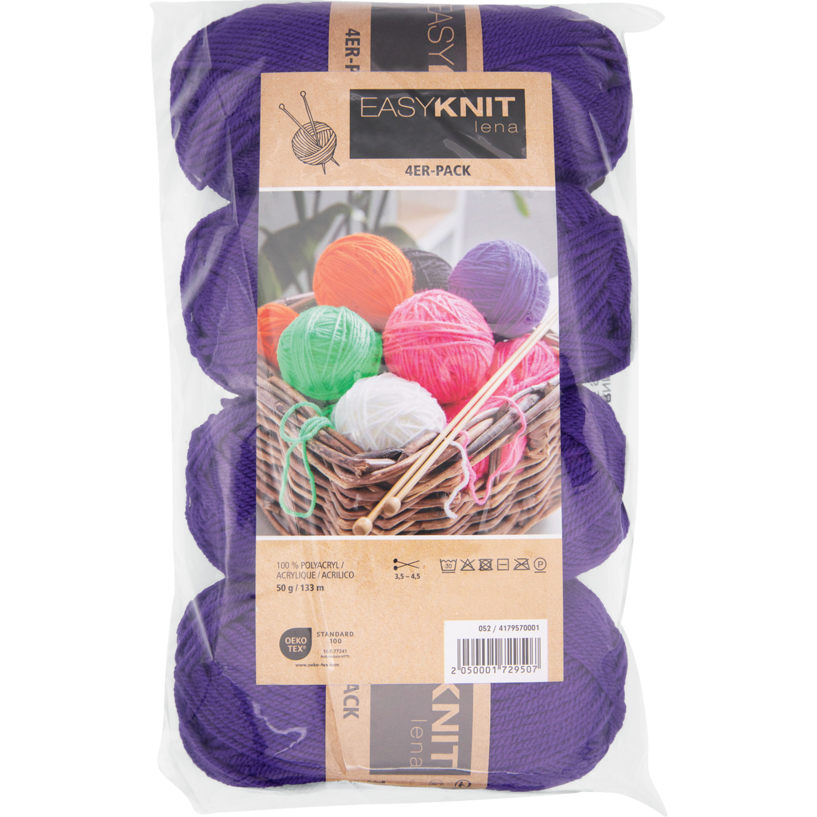 Acrlygarn Lena 4er-Set, 4 x 50 g / Knäuel blau