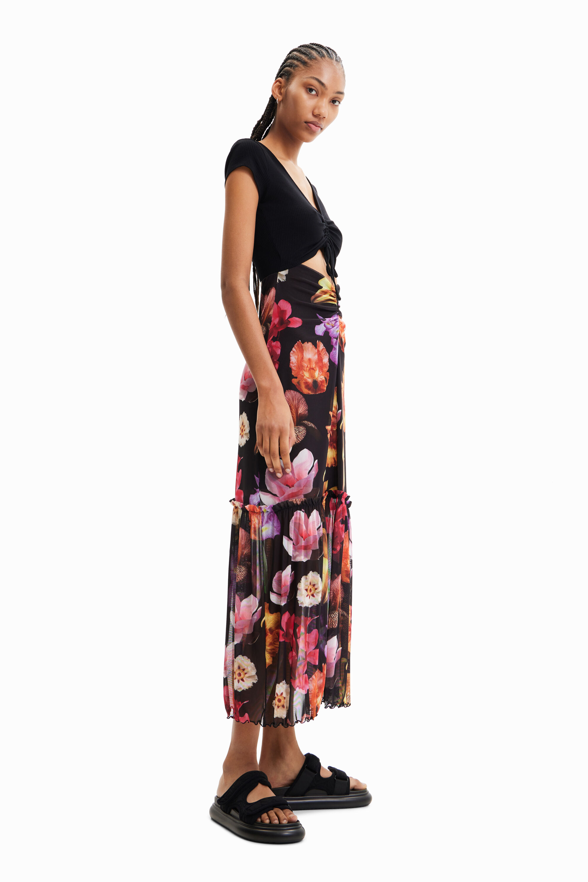 Robe longue combinée fleurs M. Christian Lacroix