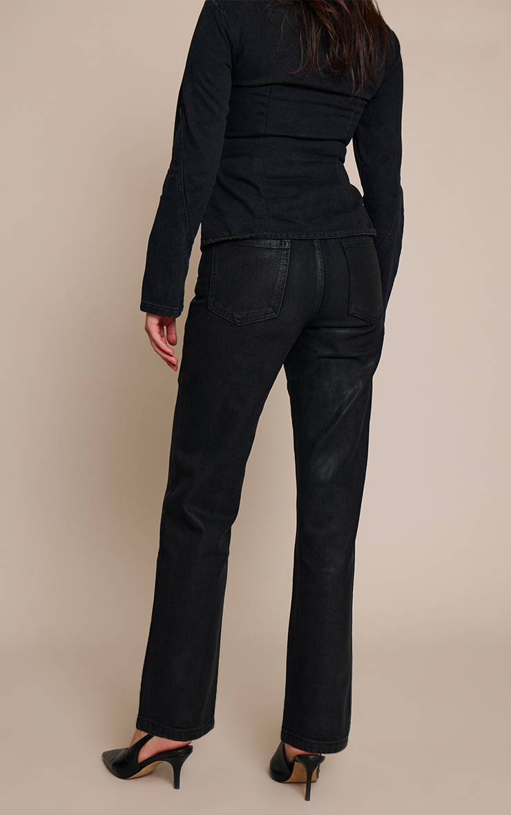 Noir Jean Droit À Effet Enduit