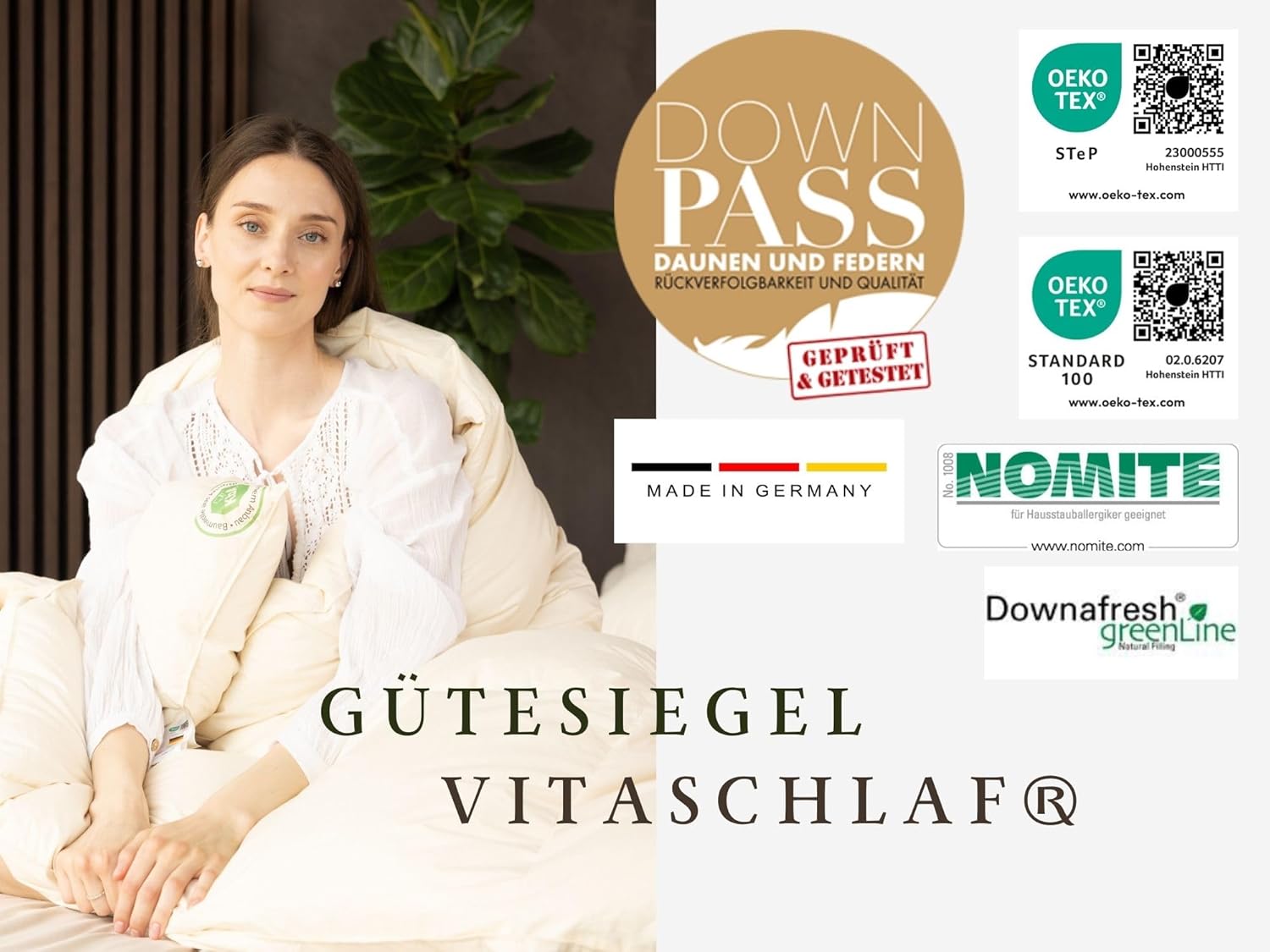 Bio-Luxe-KBA TESTSIEGER W4 MEDIUM GANZJAHRESDECKE Organic 100% GÄNSE Daunendecke Deutsche Qualität Downpass (135 x 200 cm)
