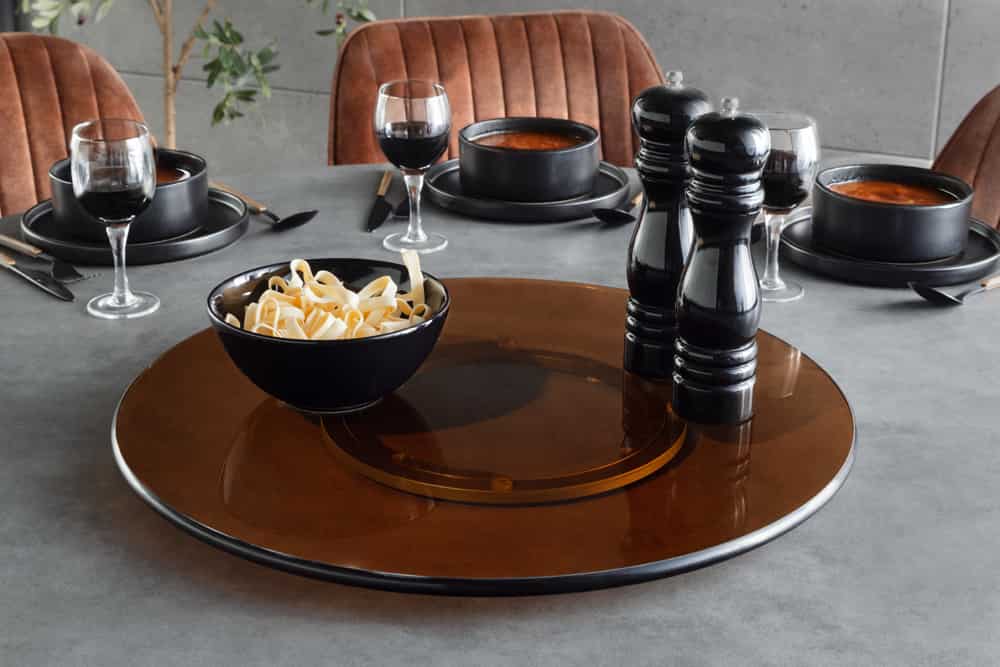 Moderner Drehteller 60cm bernstein Glas 360° drehbare Servierplatte