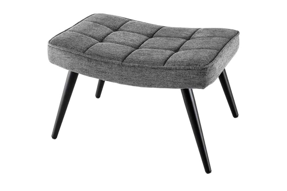 Moderner Hocker SCANDINAVIA grau Strukturstoff Metallbeine Fußhocker