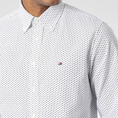 Chemise Manches Longues Classic Oxford Mini Print 8317 Blanc