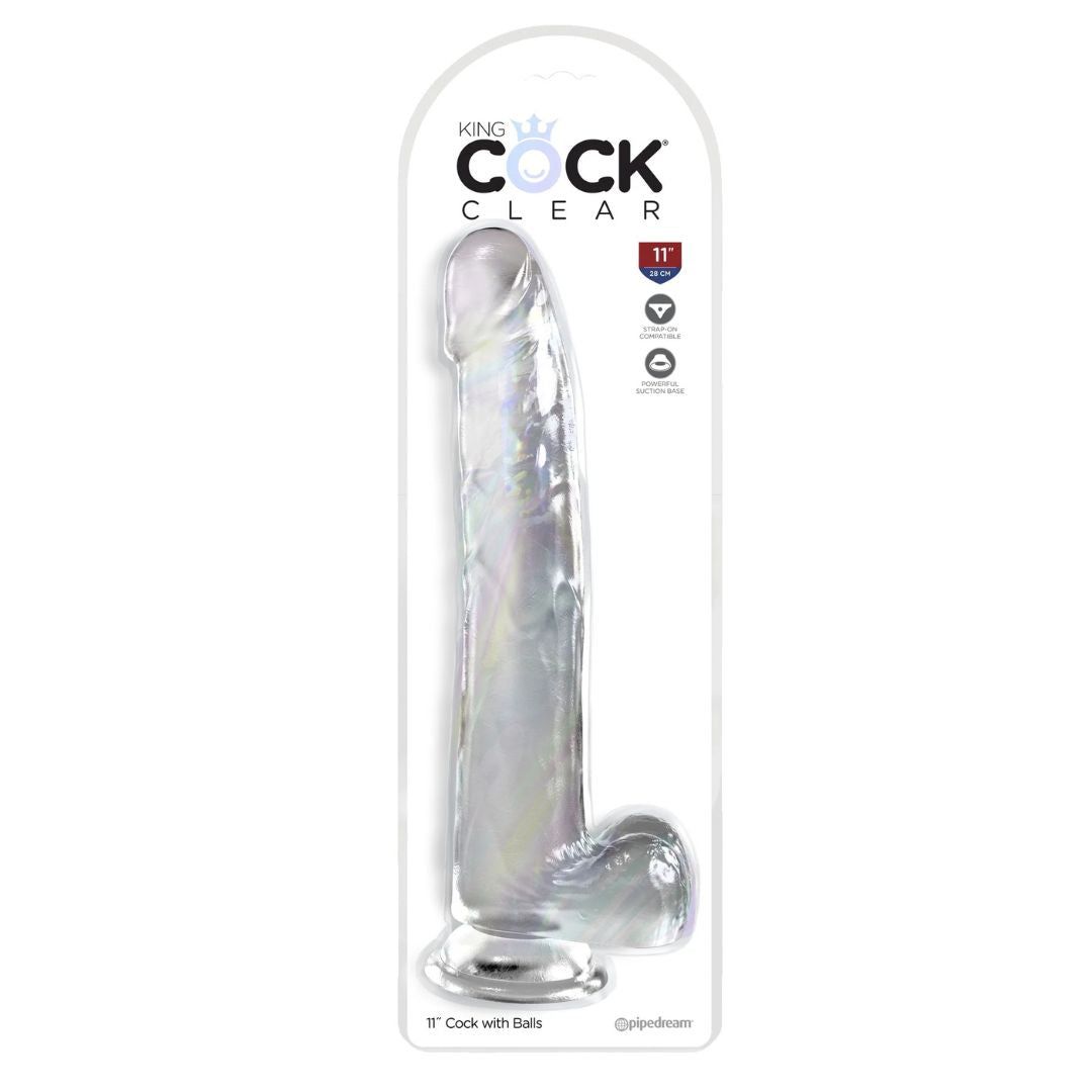 Naturdildo 11'' mit Hoden, King Cock Clear