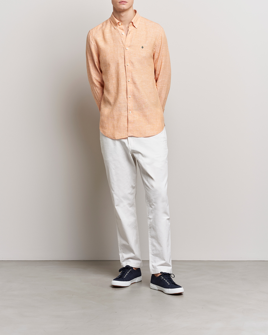 Morris Douglas Linen Button Down Shirt Orange