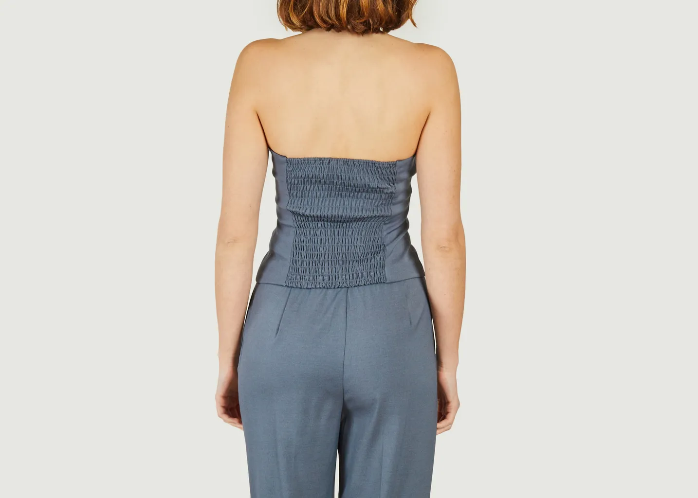 Top bustier uni avec smocks au dos Elyn Samsoe Samsoe