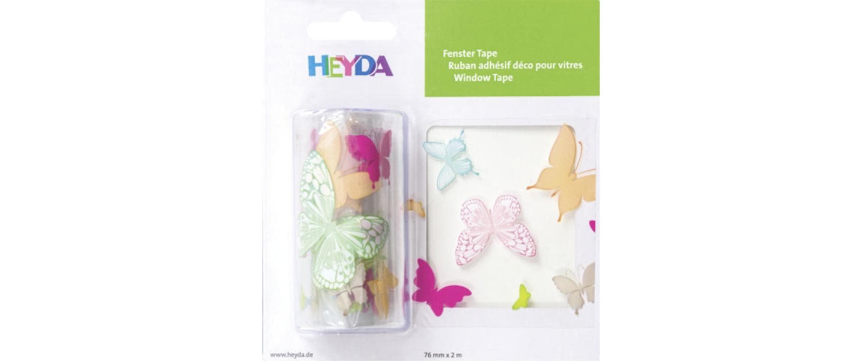 Fensterbild Butterflies 1 Stück, Rosa/Mint/Pink/GrünKlebeband Schmetterlinge