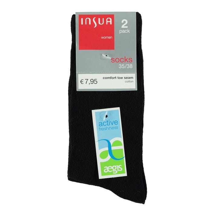 inSua-2-pack katoenen effen damessokken active freshness