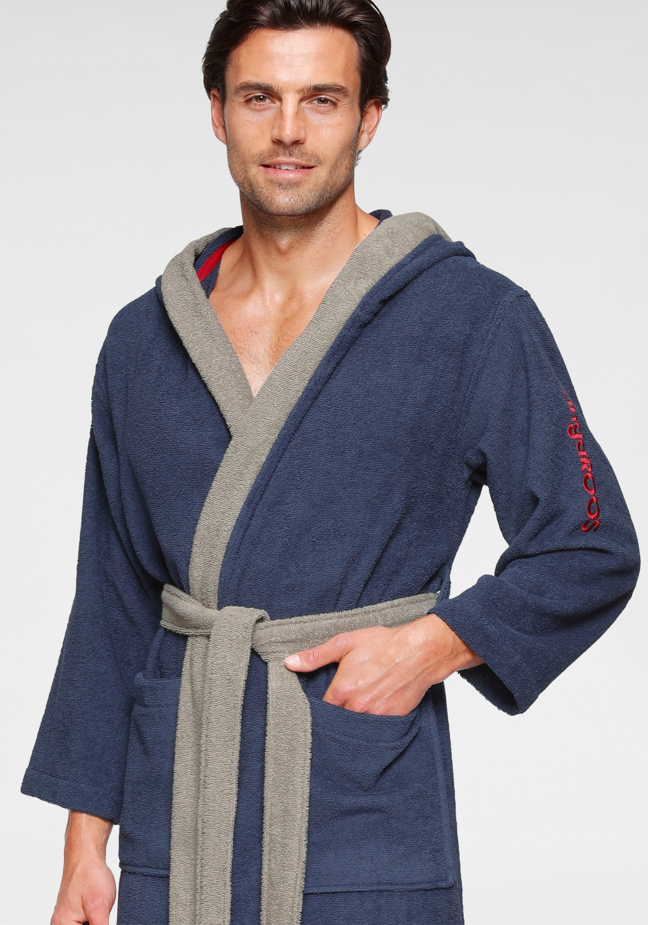 KangaROOS Unisex-Bademantel »Henry, ideal für Sauna & Spa, Hotelbademantel, Morgenmantel«, 1 Stk. Bademäntel für Damen & Herren, Logostickerei, S-3XL