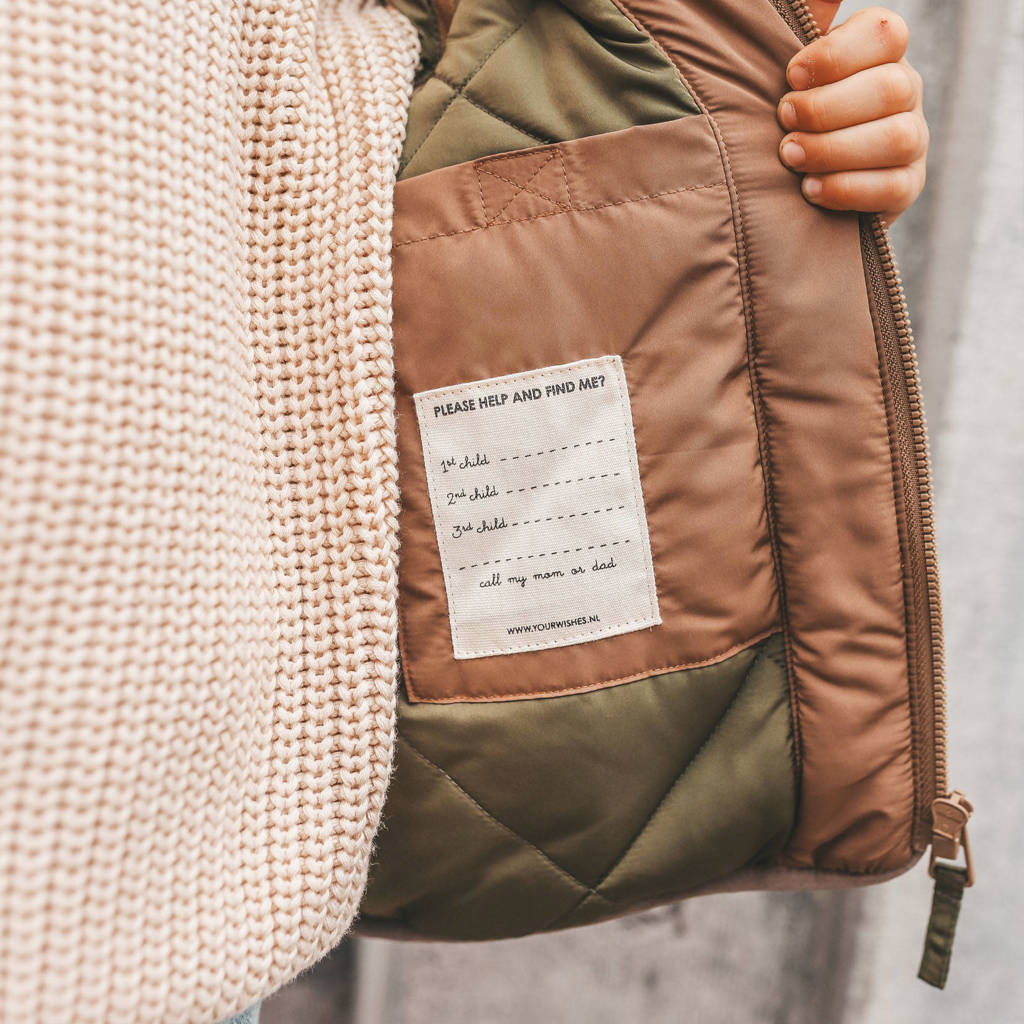 Your Wishes teddy jas Obi beige/groen/taupe
