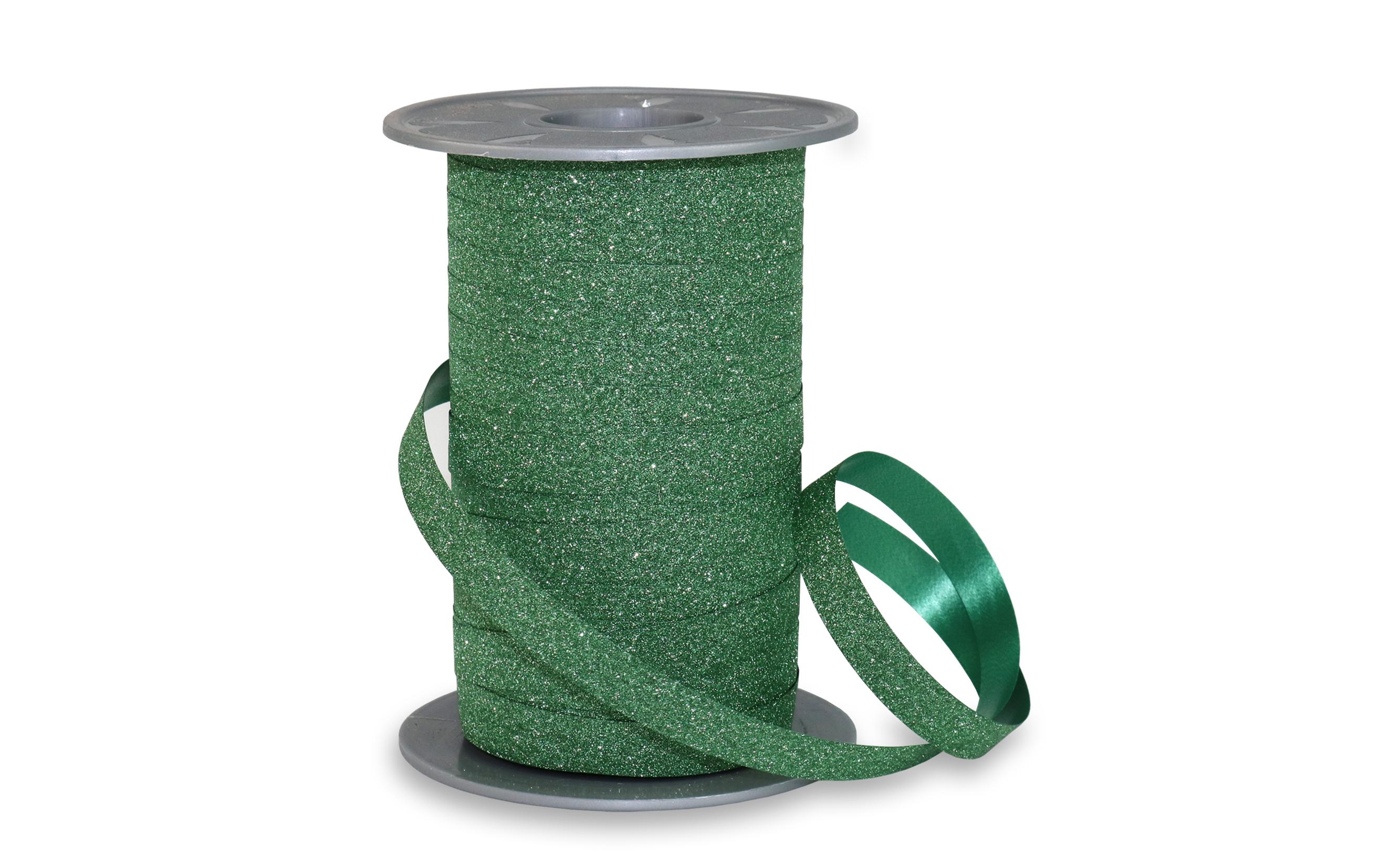 Geschenkband Poly Glitter 1 cm x 100 m, DunkelgrünKräuselband für Geschenke