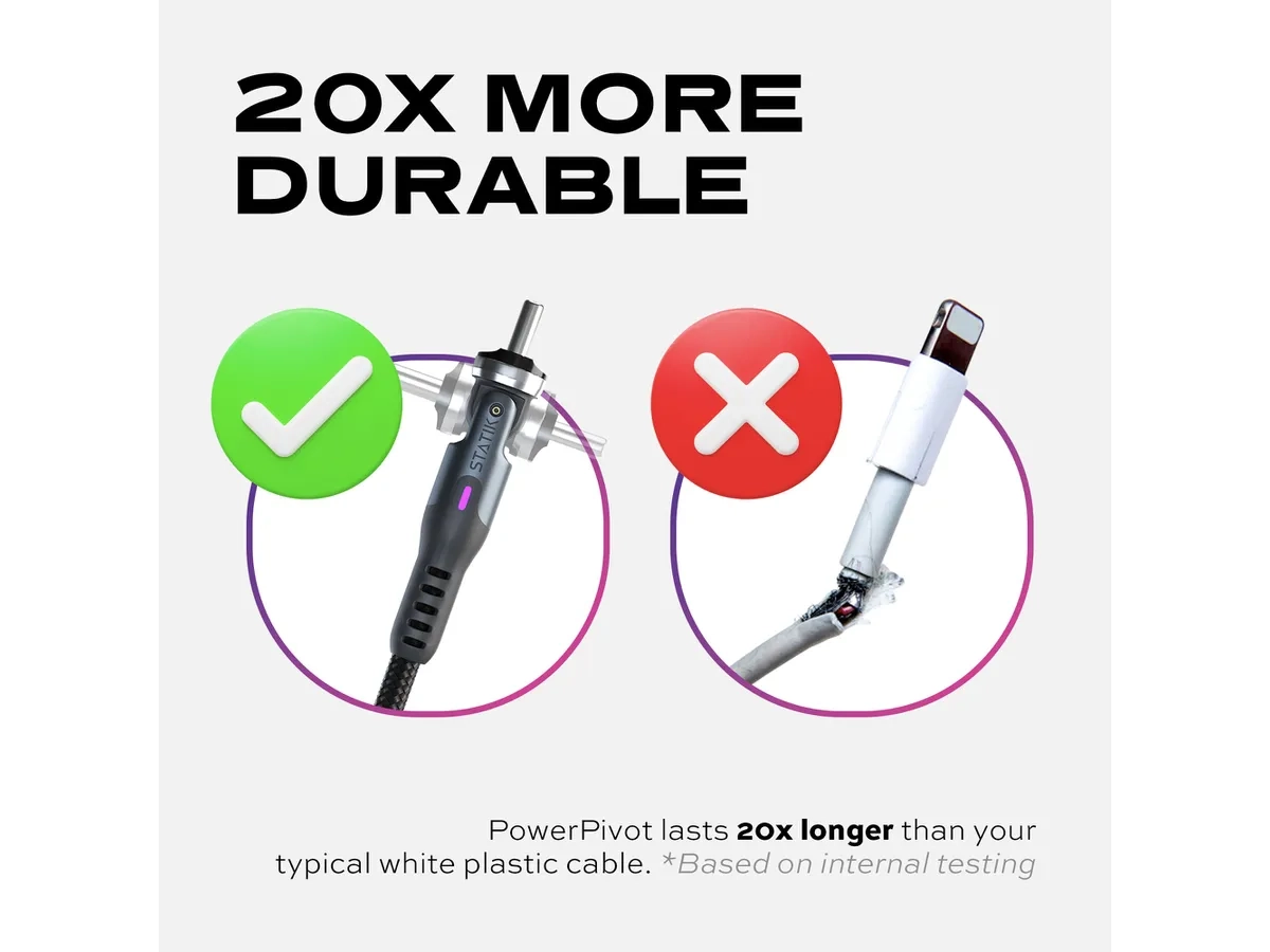 (3m) 100W USB C auf USB C / USB A PowerPivot Pro Nylon Ladekabel (PUP-0455-10FT-CC) - Schwarz