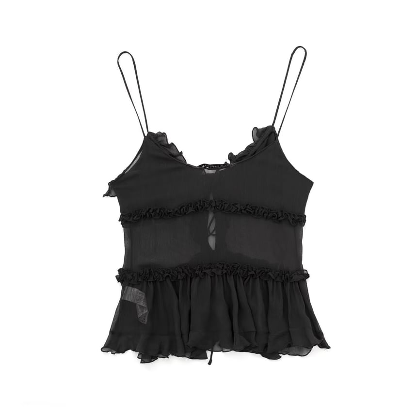 Cumulys - Effen camisole top met ruches