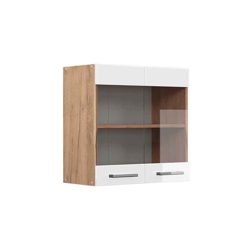 Vicco Hängeglasschrank Küchenschrank Küchenzeile R-Line 60 cm Eiche Weiß Tür Fächer