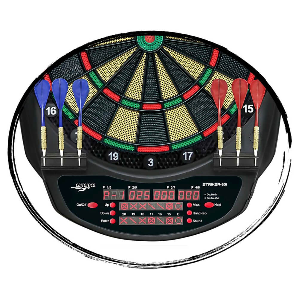 Carromco Elektronik Dartboard Striker-601, Mit Adapter, 3-Loch Abstand