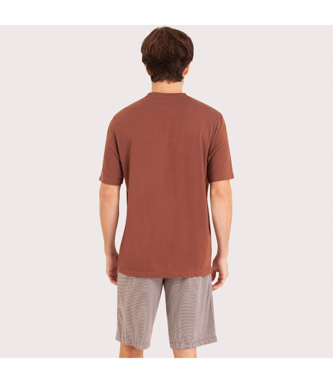 Pyjama court col rond homme Coton Bio