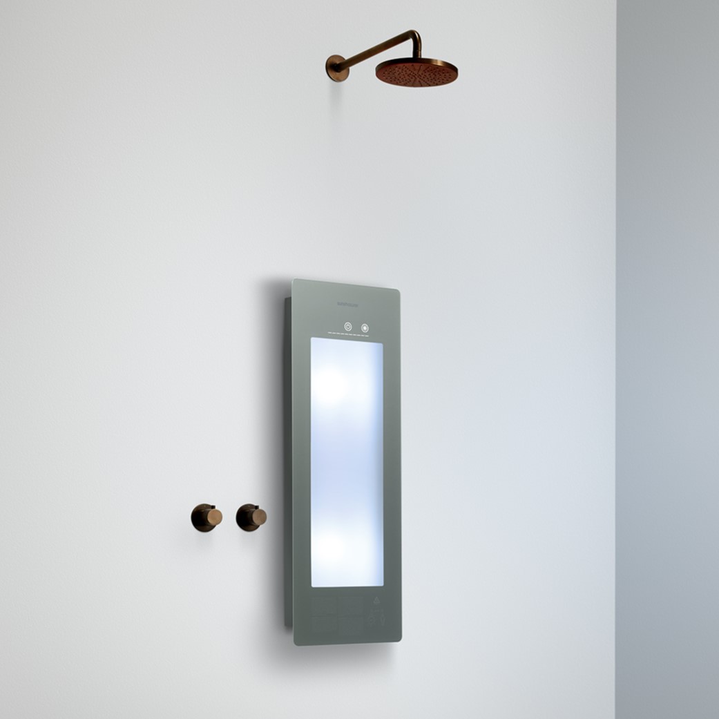 Sunshower Round Plus Small Organic Grey infraroodlamp en UV 33x95x10cm opbouw