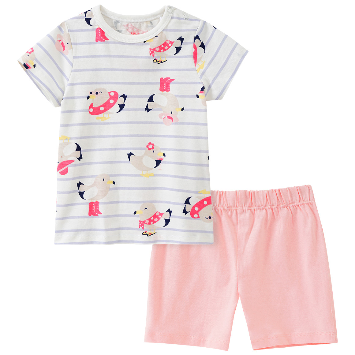 Topomini Baby Shorty mit Möwen-Allover weiss / rosa