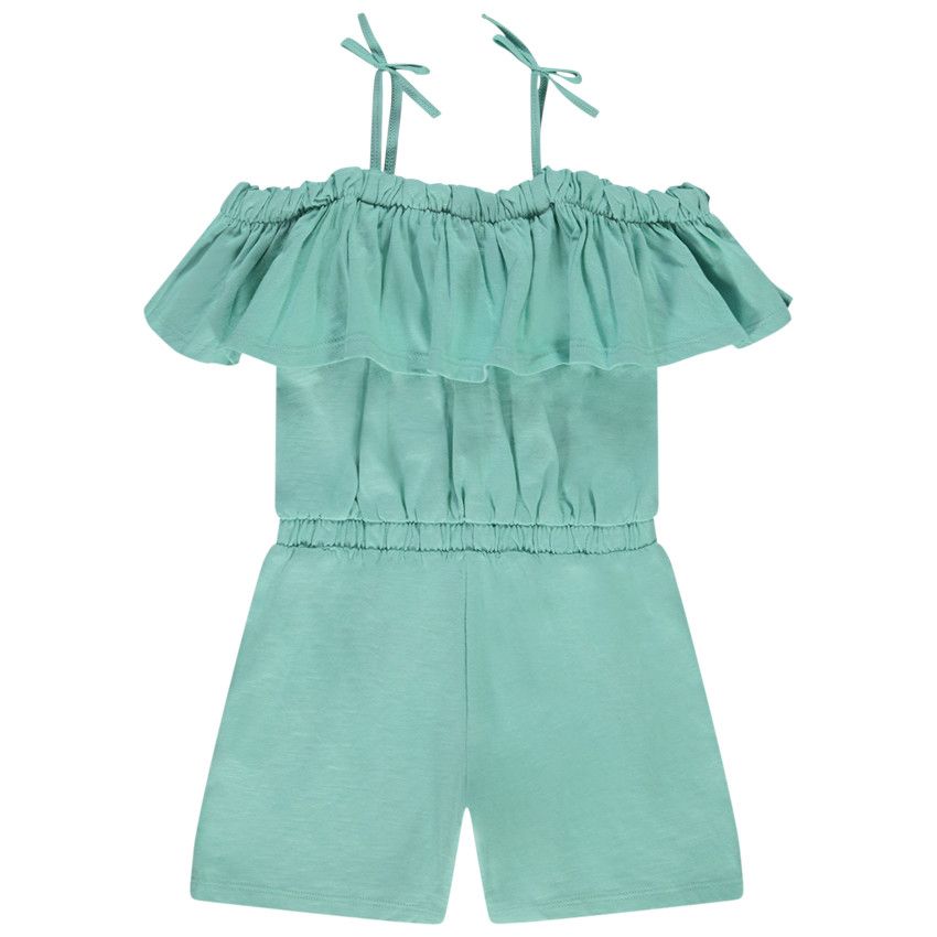 Combishort volantée à bretelles pour fille - Vert