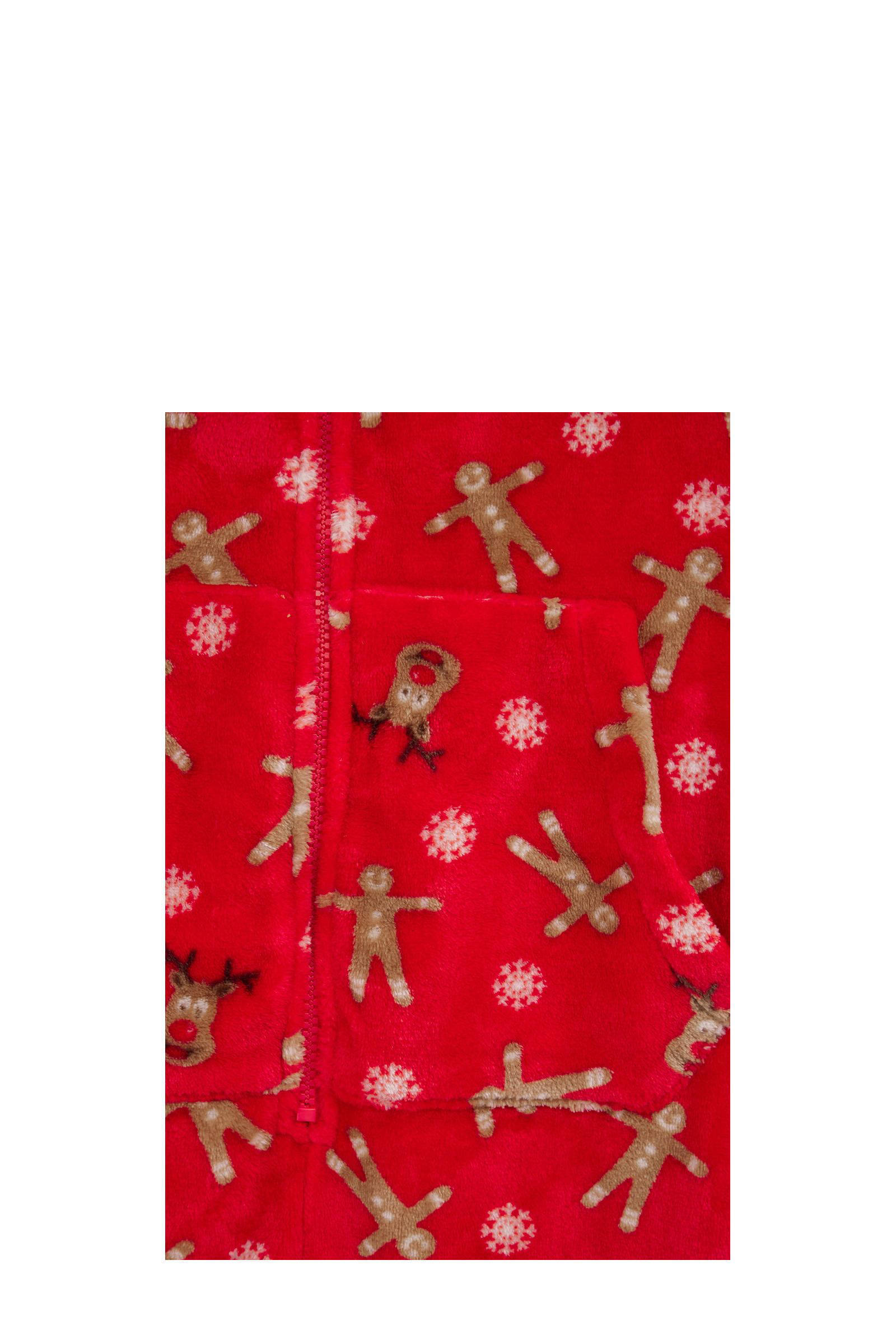 WE Fashion fleece onesie rood/beige