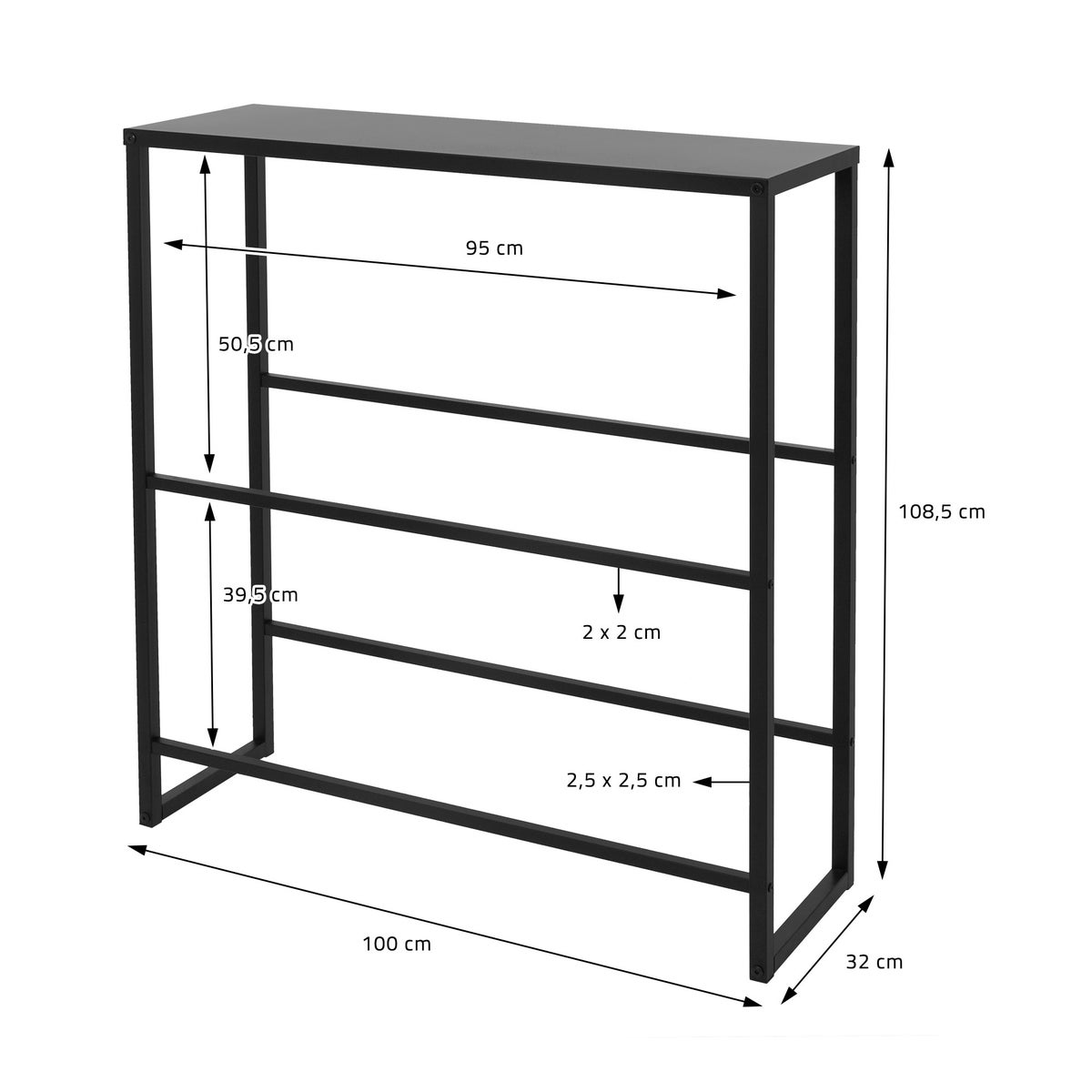 ML-Design Drankkrattenrek voor 6-8 kratten met plank, 100x32x108,5 cm, staal, vrijstaand, staand rek voor drankkratten, drankenrek, krattenrek, bierkrattenrek, drankkrattenstandaard