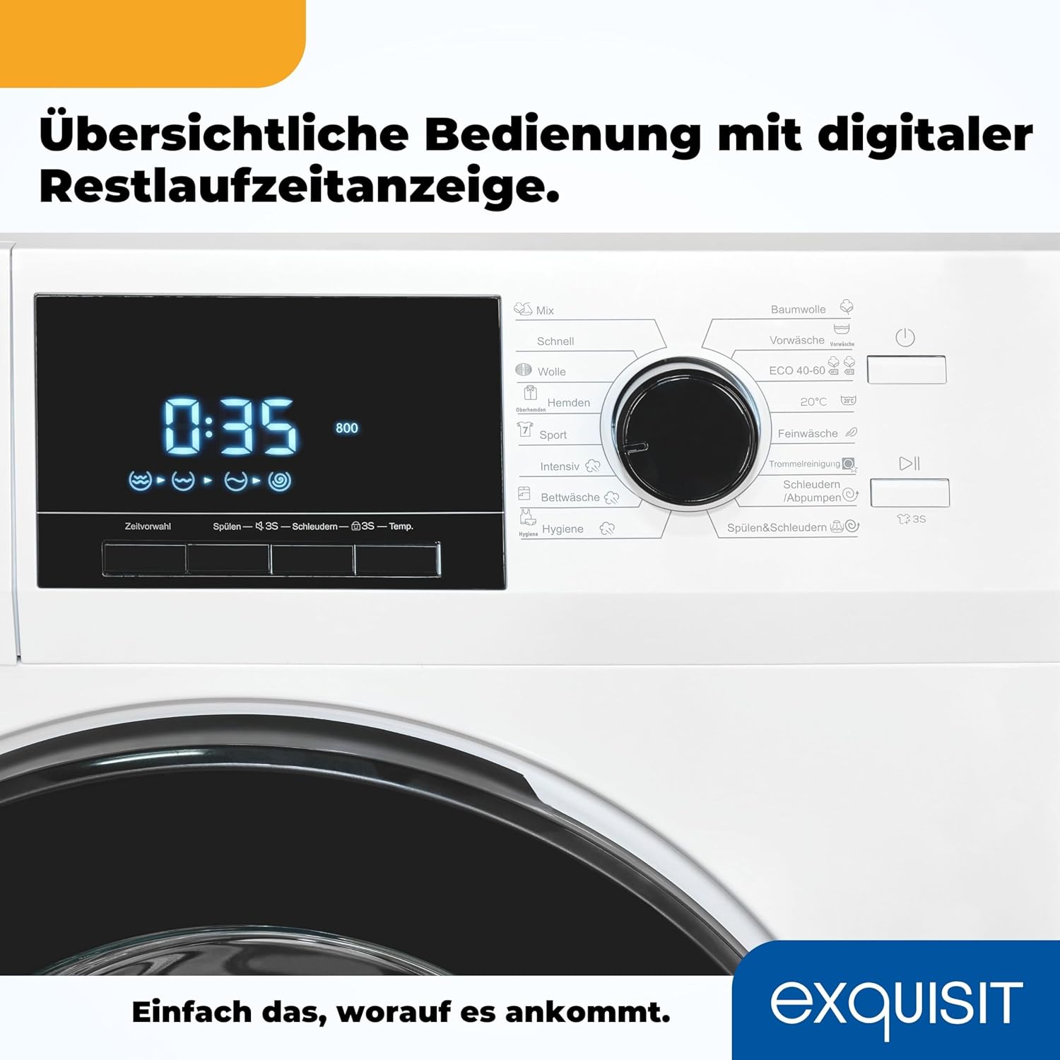Exquisit Waschmaschine WA9214-340A weiss | 9 kg Fassungsvermögen | Energieeffizienzklasse A | 16 Waschprogramme | Kindersicherung | Startzeitvorwahl