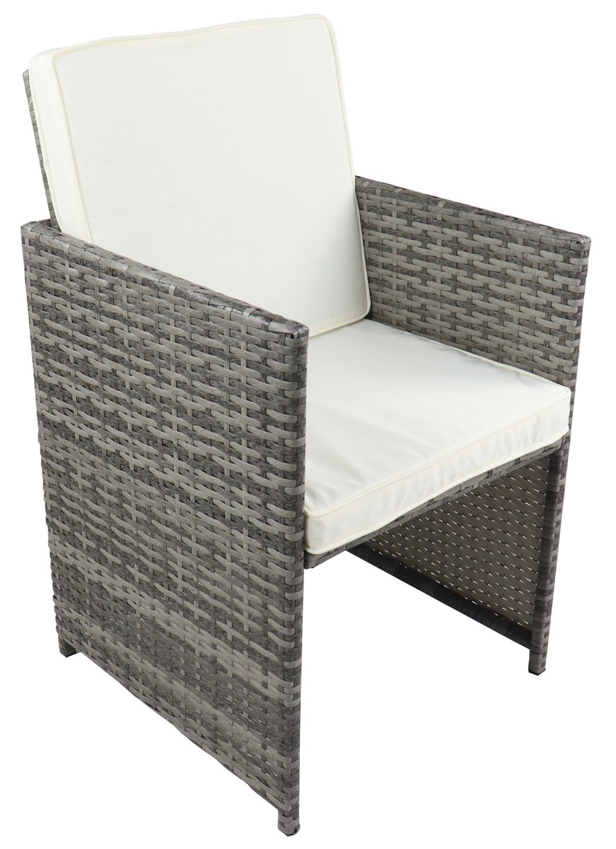 5-delige tuinmeubelset, rotan, grijs