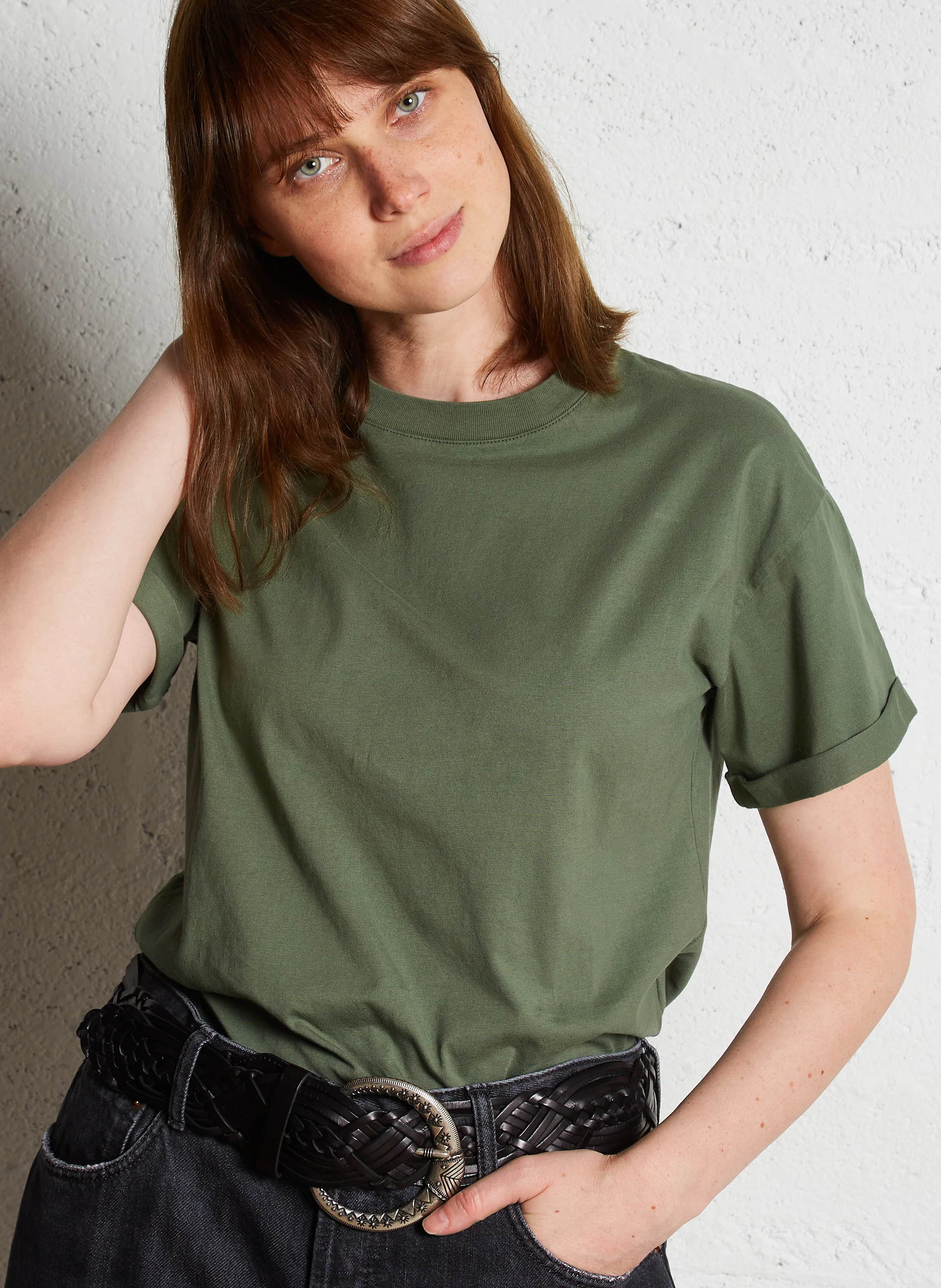 ROSIE - Tee-shirt col rond en coton | Kaki