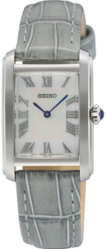 Seiko - SWR099P1 - Dameshorloge - Zilver - RVS Kast - Grijze Leren Band
