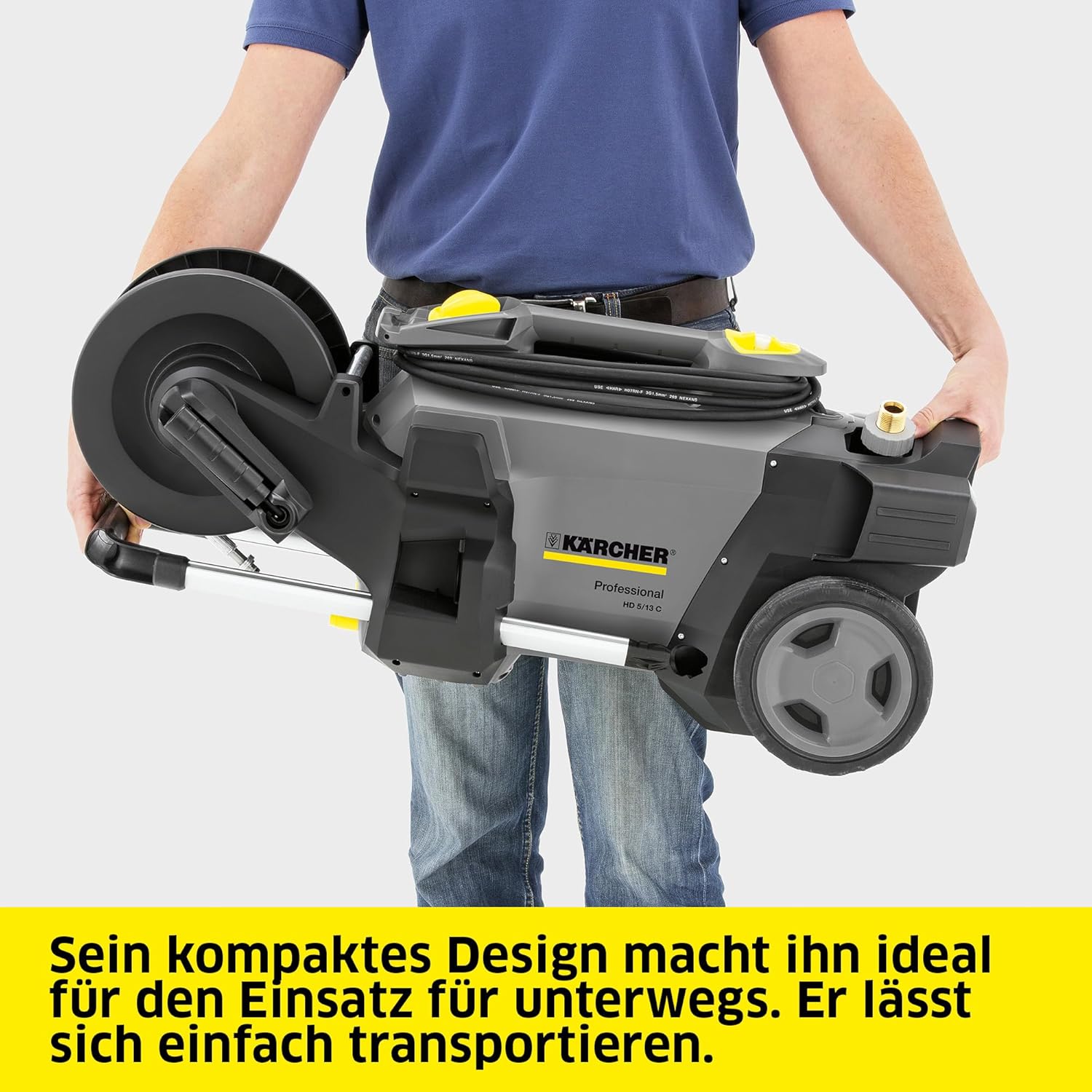 Kärcher Kaltwasser-Hochdruckreiniger HD 6/13 CX Plus, Arbeitsdruck: 130 bar, Fördermenge: 590 l/h, Gewicht: 28,3 kg, Schlauch: 10 m, HD-Pistole, Strahlrohr, Dreckfräser, Schlauchtrommel