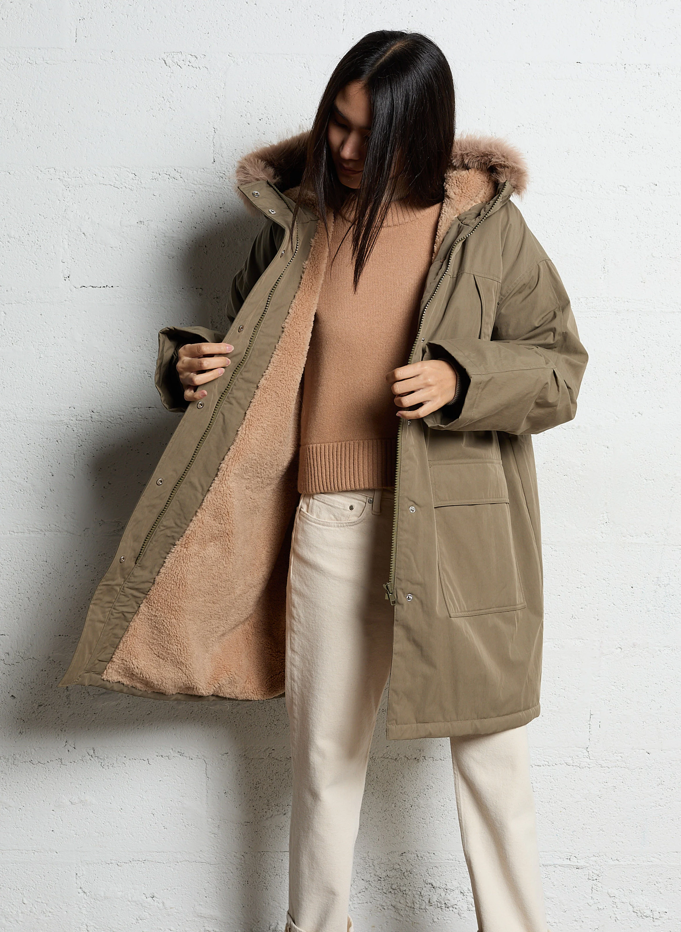 HOGGAR - Parka longue en coton mélangé | Beige