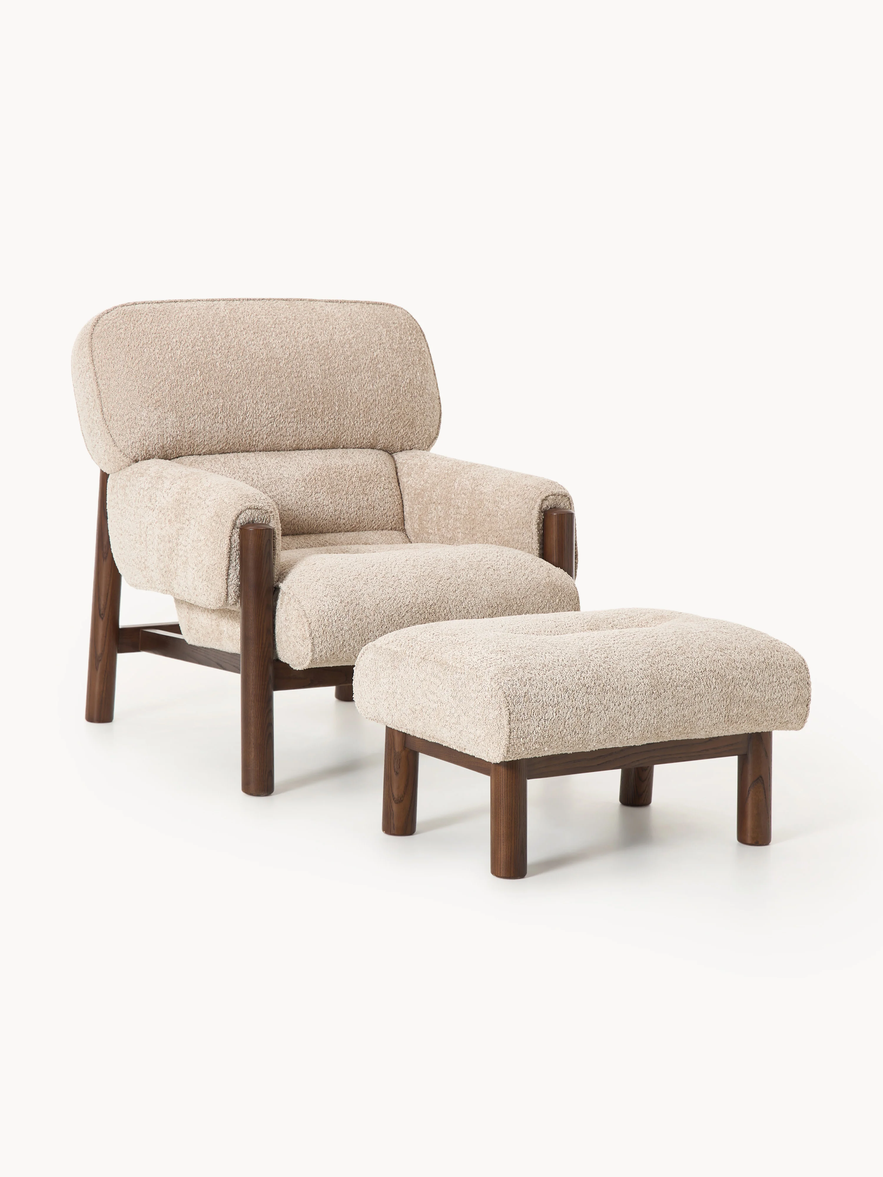 Loungefauteuil Calum van teddy bouclé