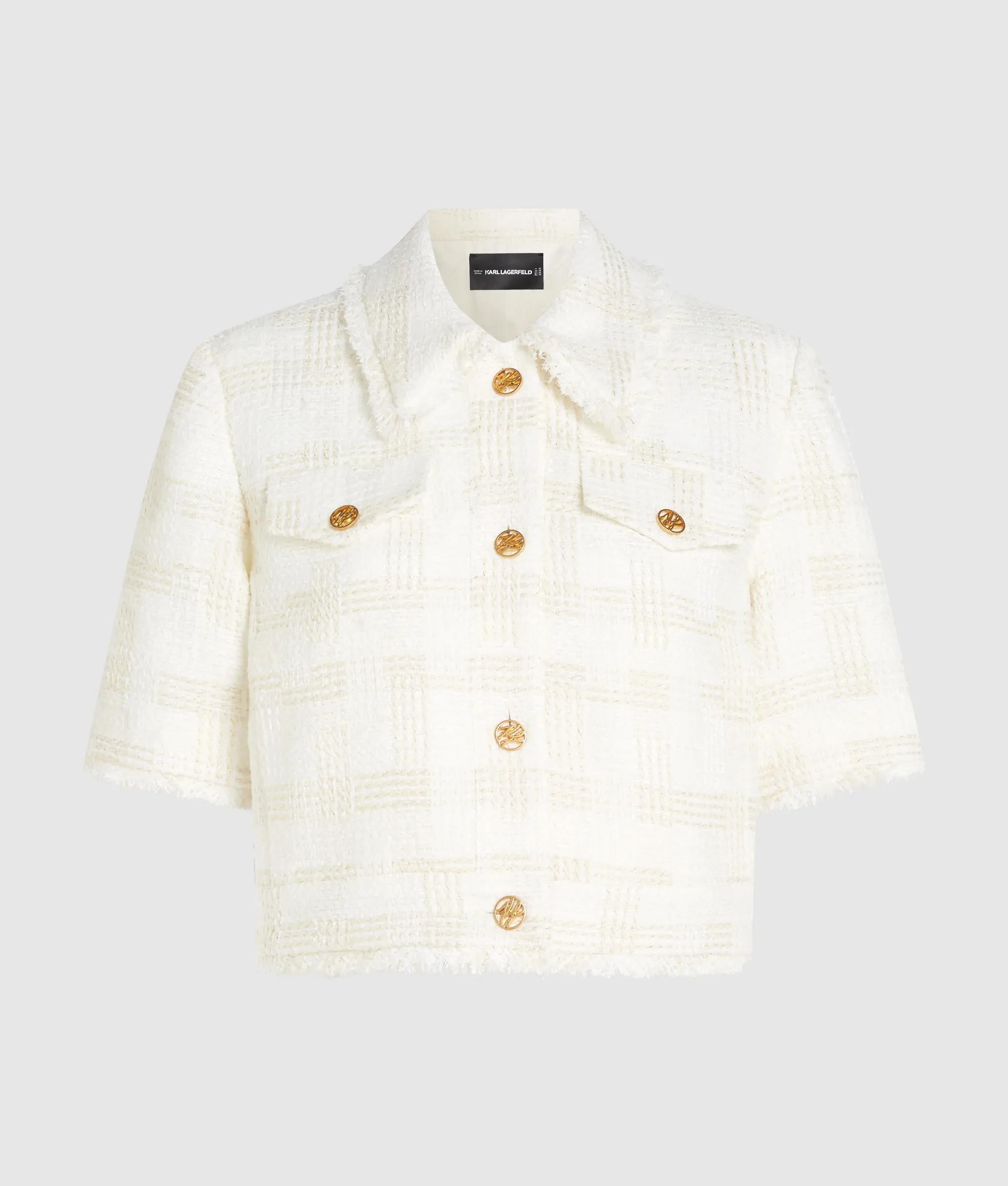 Bouclé blazer met korte mouwen