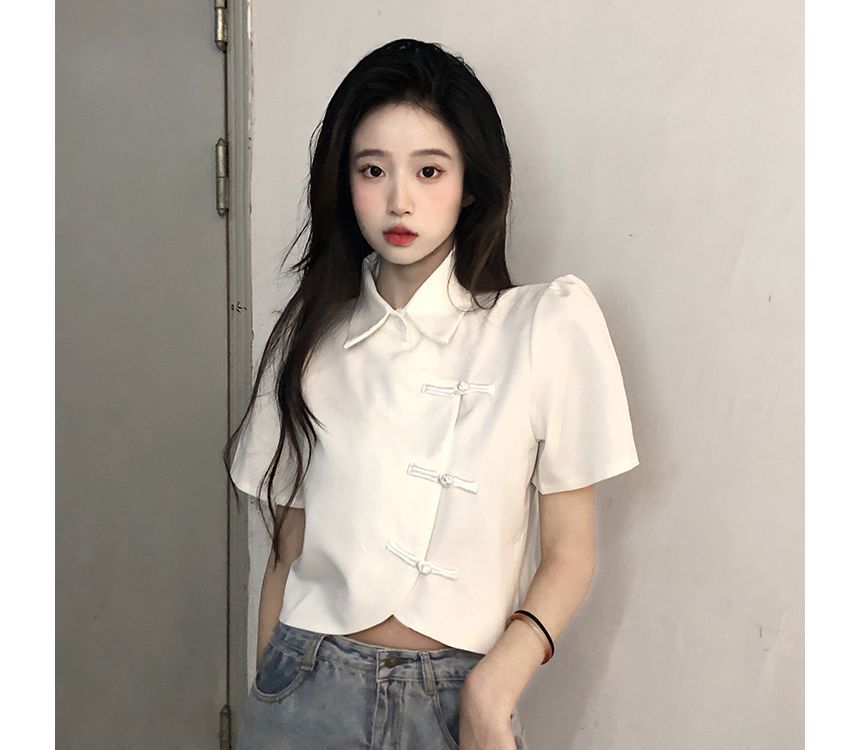 Shinsei - Blouse met korte mouwen en kraag