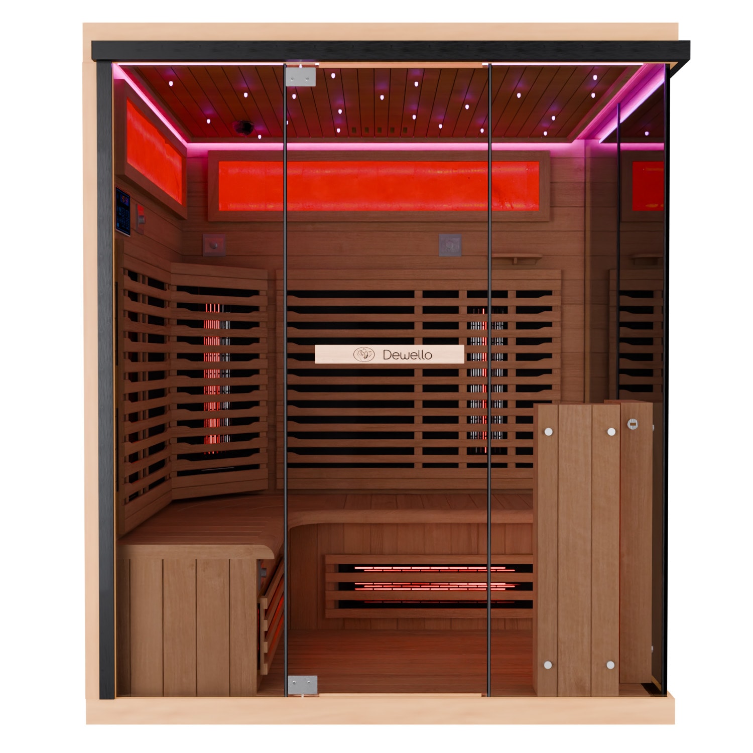 Dewello® Infrarotkabine Infrarotsauna KENORA 160x120 für 2-3 Personen aus Hemlockholz, Dual-Therm