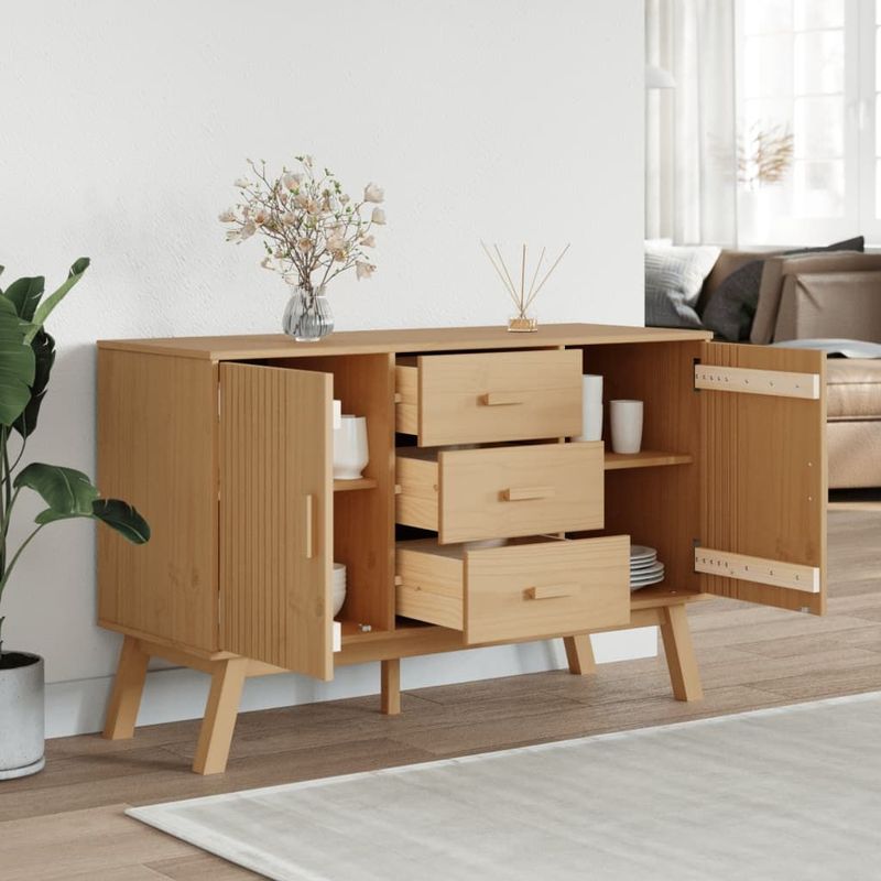 vidaXL Dressoir OLDEN - Bruin - Massief Grenenhout - Scandinavisch Design