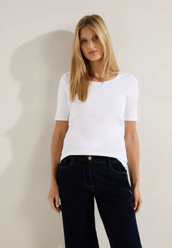 Basic T-Shirt in Unifarbe - White
