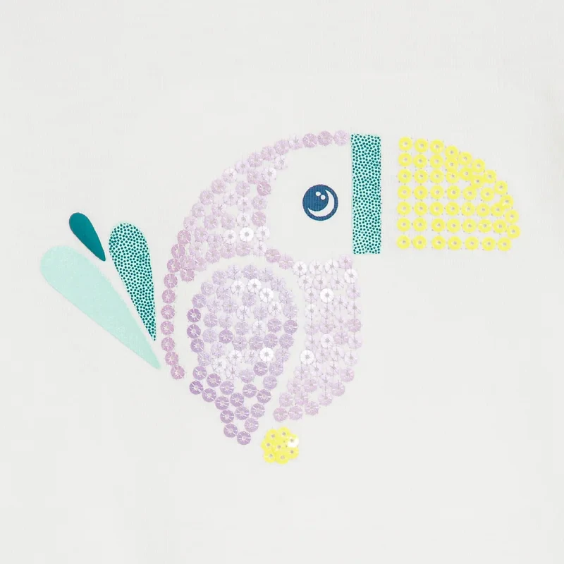 T-shirt sequins toucan blanc bébé fille Mauve Violet