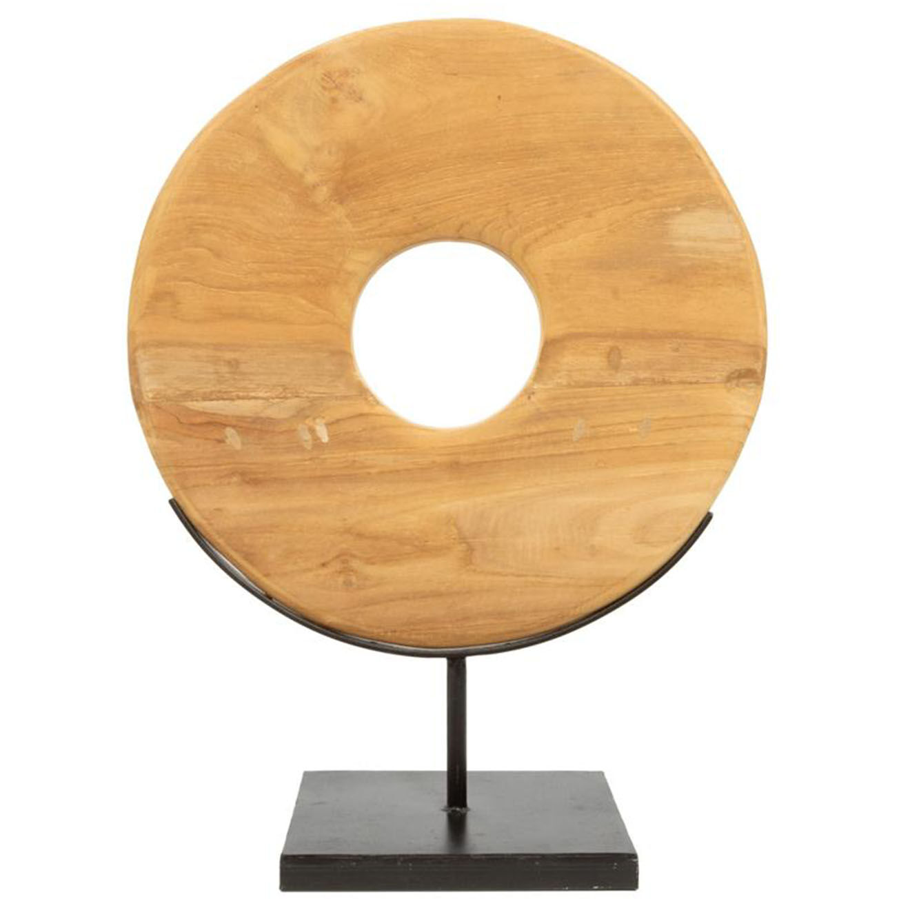 Bazar Bizar Disque en teak à poser M beige - 38x12x50 cm