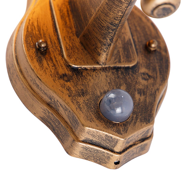 Klassieke antieke gouden buitenwandlamp met bewegingssensor - New Haven