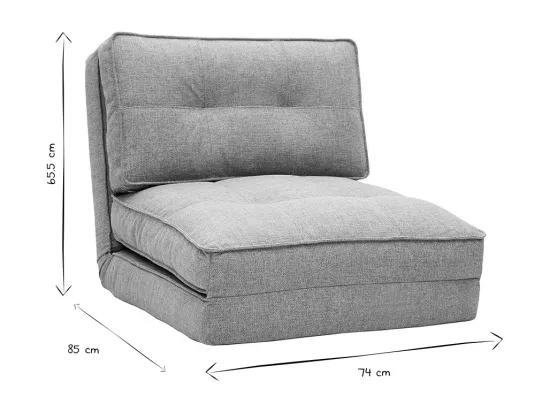 Chauffeuse 1 place convertible en tissu taupe SALLY