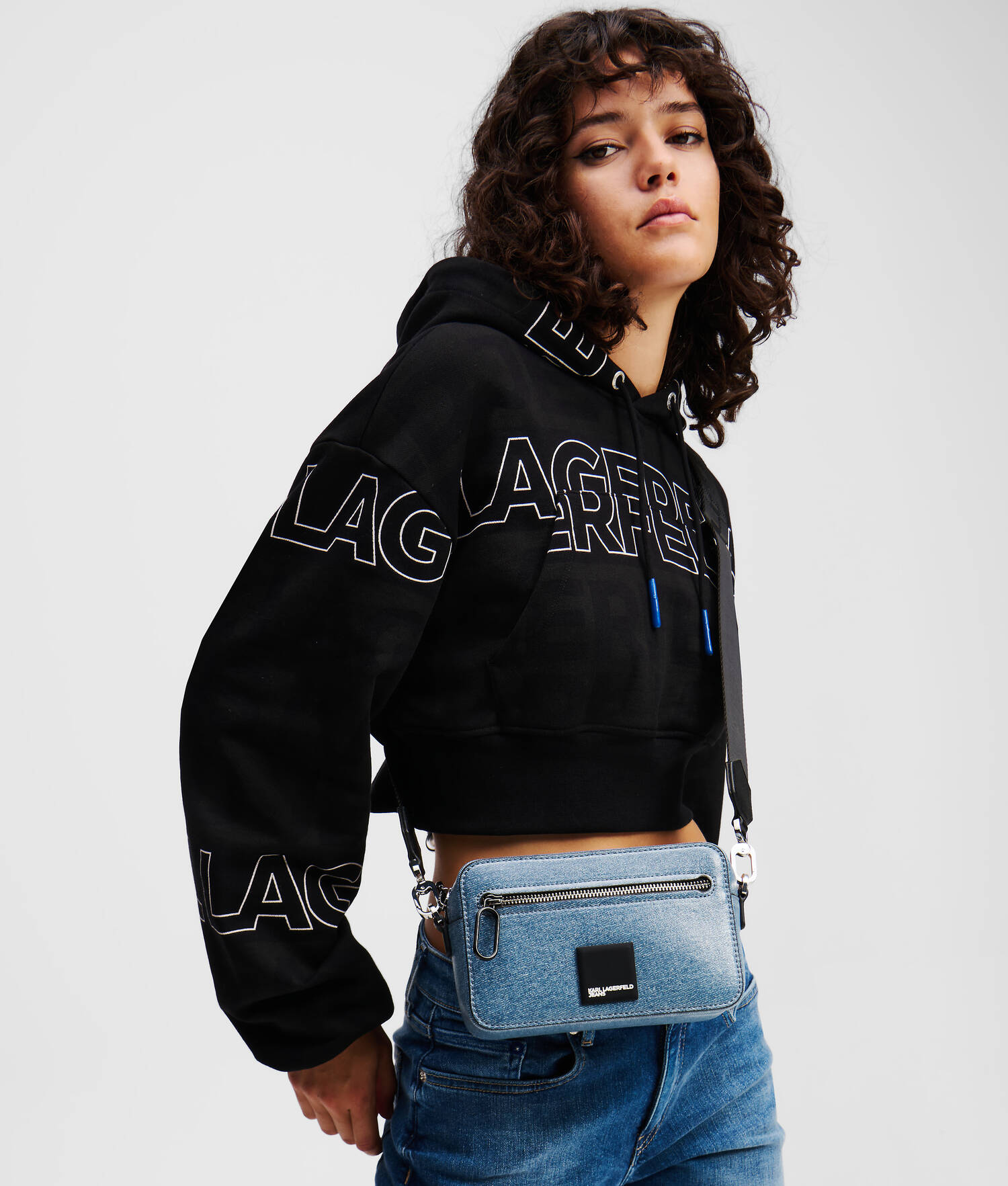 SAC CAMÉRA ENDUIT AVEC LOGO KLJ ENCADRÉ - Bleu enduit
