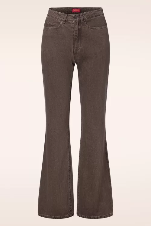 Cloud9 Dora Flared broek in washed chocoladebruin