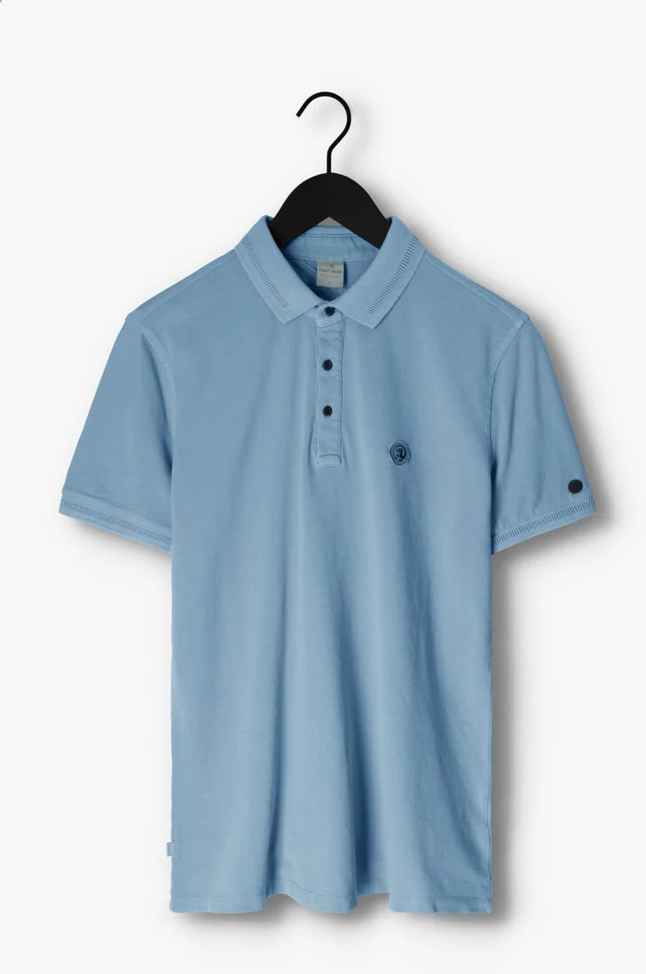 CAST IRON lichtblauwe cast iron polo short sleeve polo cotton gd pique