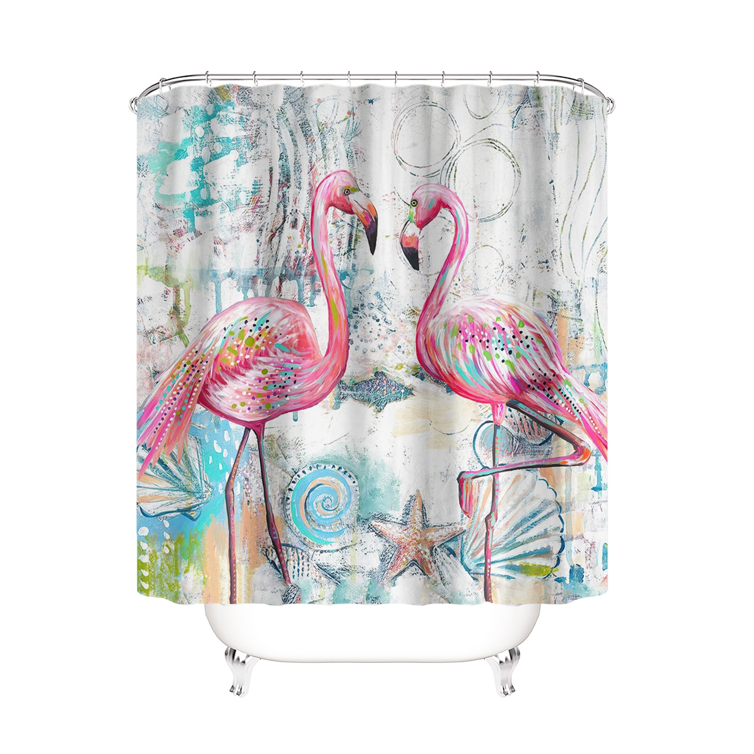 Duschvorhang 180 x 210 cm Flamingo